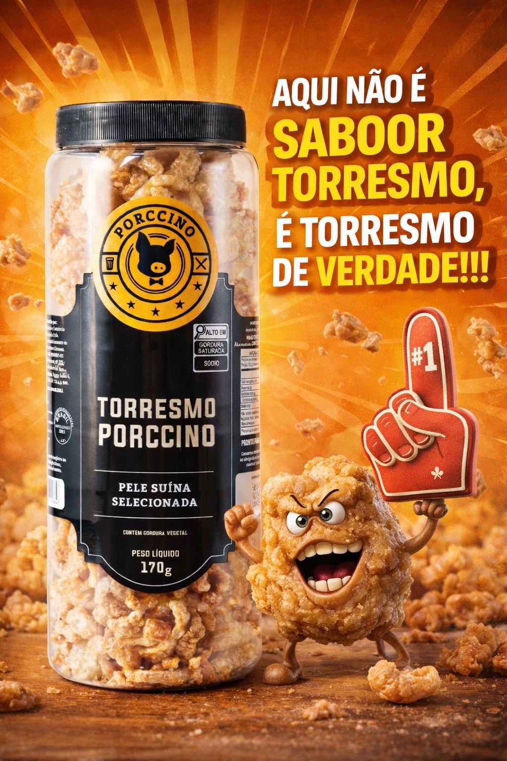“TORRESMO PORCCINO 170gr ( FRITO SEM ÓLEO)